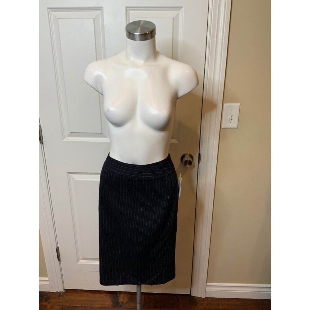Armani Collezioni Black & White Thin Pinstripe Pencil Skirt, Size 6